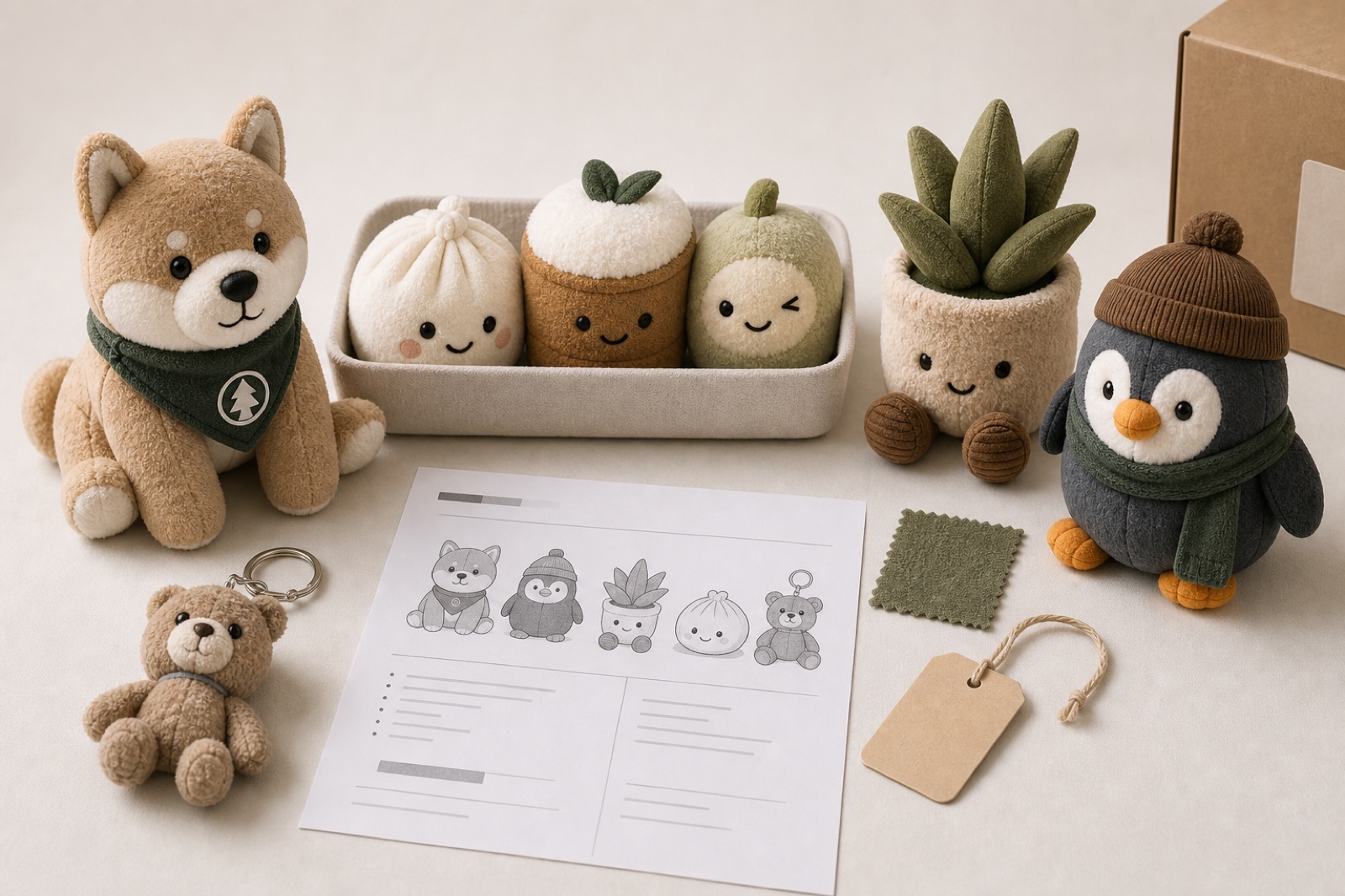 Custom plush sampling table with fabric and project notes